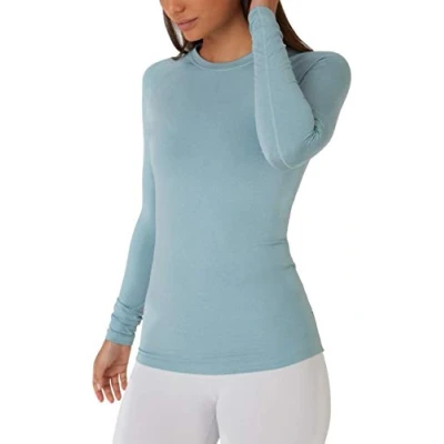 Imagen de TCA Camiseta Termica Mujer Deporte Manga Larga con Tecnología SuperThermal Camisetas Termicas para Running Gym Crossfit Cian, XL
