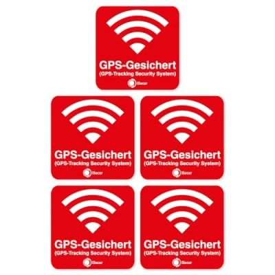 Imagen de &#039;5 unidades Pegatinas &quot;Alarma, GPS, isecur®, alarmgesichert, 40 x mm, art. Hin _ 69 Interior, Nota En GPS de seguridad, innenklebend para ventanas, coches, motos, camiones, vehículos construcción
