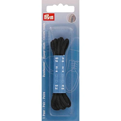 Imagen de Prym Round Laces, Black, 75 cm x Ø 3 mm, schwarz, 2 Stück