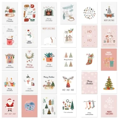 Imagen de tarjetas de Navidad con sobre,30 Navidad,Tarjetas postales Felicitación Navidad,tarjeta navidad,postales para saludos familia,amigos,niños