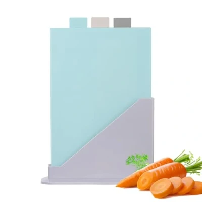 Imagen de KYSUN 3 Piezas Tablas de Cortar en Plástico con Soporte, Juego Cocina Tabla, Set Tabla Plástico, para Pescado Carne Verdura
