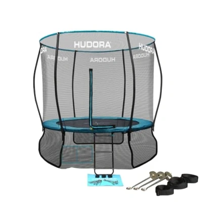 Imagen de HUDORA Trampolín Fantastic Complete de jardín con red seguridad y diámetro 250/300 cm Cama elástica familiar amplia cubierta borde para hasta 100 kg