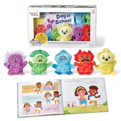 Imagen de Learning Resources 96317, Juego Meet The Feelings Family, Libros para niños de 3 años, Incluye 5 Juguetes Blandos Que representan emociones, Multicolor (96317)