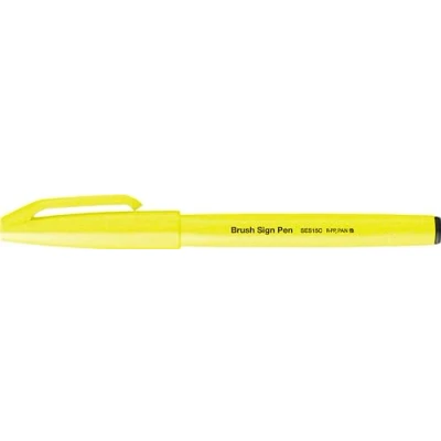 Imagen de Pentel SES15C FGX Brush Sign Pen Rotulador de punta tipo pincel (10 unidades), color amarillo neón