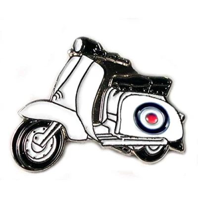Imagen de Broche de Metal esmaltado Mainly en forma scooter Lambretta con blanco estilo MOD
