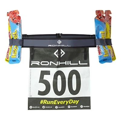Imagen de Ronhill Race Number Belt Cinturon para el Dorsal y geles Ajustable, Unisex Adulto, Charcoal/Black, O/S