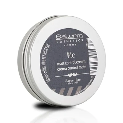 Imagen de SALERM Cera para el Pelo Hombre Homme Barber Line 100 ml Crema de Peinado Mate Cabello Fino o Medio Fijación Elástica Aporta Suavidad y Volumen