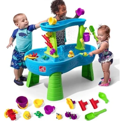 Imagen de Step2 Rain Showers Mesa de Agua, Azul y Verde Agua Arena con 13 Accesorios Juegos para Niños, jardín Jardin Niños