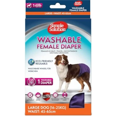 Imagen de Simple Solution Pañales Reutilizables Lavables para Perras Absorbentes con Ajuste a Prueba de Fugas 1 Pañal Reutilizable por Paquete Grande