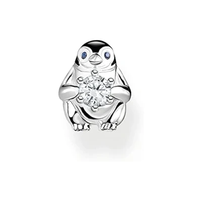 Imagen de THOMAS SABO Pendiente individual pingüino con piedra blanca, talla única, Plata de ley, No es una preciosa