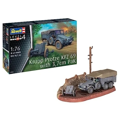 Imagen de Revell 03344 Krupp Protze KFZ 69 con 3,7 cm Pak Kit de modelo a escala 1:76, multicolor