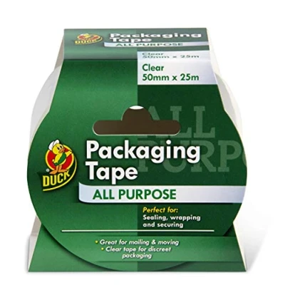 Imagen de Duck Tape Cinta de embalaje transparente multiusos 50 mm x 25 m para paquetes cajas fuerte y seguro sello pegajoso