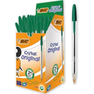 Imagen de BIC 8373629 Cristal Original Caja de 50 unidades, bolígrafos punta media 1.0 mm, color verde