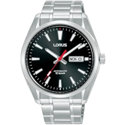 Imagen de Lorus Día/Fecha automática clásica 100 m (42,5 mm) Esfera Negra con Rayos de Sol/Acero Inoxidable RL451BX9
