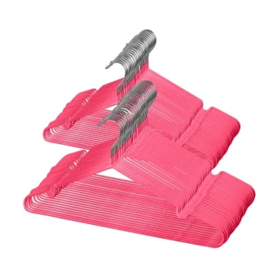 Imagen de COM FORT HOUSE Percha Metal Color Rojo Antideslizantes y Resistentes Perchas para Ropa Ideal Chaquetas, Pantalones o Blusas 48 Unidades