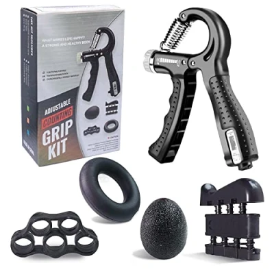 Imagen de Newaner Handtrainer Fingertrainer Unterarmtrainer 5er Set, zählbar Griffkraft Trainer mit einstellbarer Griffstärke, Hand Trainingsgerät Finger Fingerstretcher, Ring, Ball
