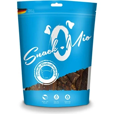 Imagen de SnackOMio Snack Premium para Perros Deliciosa cecina de Buey, sin Cereales, 1 Pack (1 x 300g)