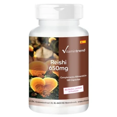 Imagen de ¡Reishi 650mg con 1950mg de polvo Reishi por dosis diaria Ganoderma lucidum vegano ! DURANTE 3 MESES Vitamintrend