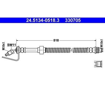Imagen de ATE 24.5134 0518.3 Latiguillos de Freno 518 M10x1 RENAULT: MASTER 2 Kasten, Bus