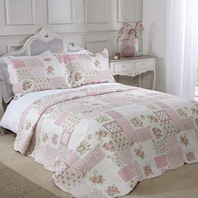 Imagen de Emma Barclay, 100% poliéster Colcha Cotswold para Cama de Matrimonio, Color Rosa, Doublé