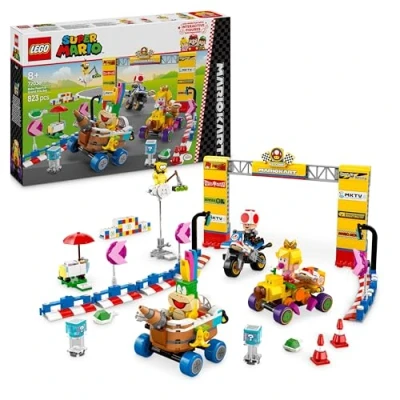 Imagen de LEGO Super Mario: Mario Kart: Set Bebé Peach y Grand Prix, Pista de Carreras Figuras (Toad, Lakitu, Lemmy), Moto Juguete, Regalo Nintendo para Niños Niñas 8 Años o Más 72036