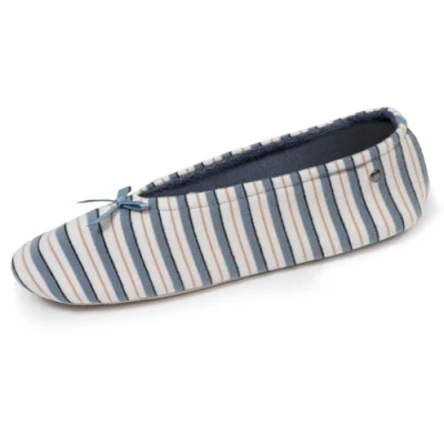 Imagen de Isotoner Zapatillas de bailarinas para mujer, ultra cómodas, suela piel, detalle grande, Rayas marineras, 39/40 EU