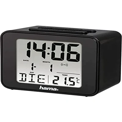 Imagen de Reloj de sobremesa Hama Cube 00186304, Digital, Hora, alarma, fecha y temperatura, Compacto, Negro