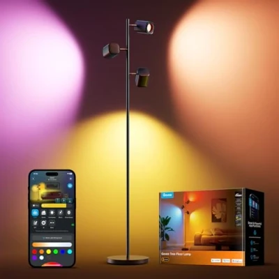 Imagen de Govee LED Lámpara de Pie RGBWW, Ángulo Ajustable 1500 lm, Compatible con Matter Alexa, 64+ Escenas, Sinc Musica, 157 cm Lampara Negro para Sala Estar, Dormitorio y Lectura.