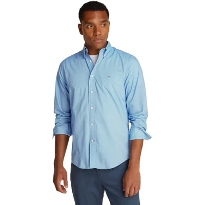 Imagen de Tommy Hilfiger Camisa Hombre Flex Poplin Fake Solid Regular Fit, Azul (Night Sky Prt), L