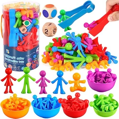 Imagen de NCKIHRKK 40 Piezas Juguete Educativo Juego Montessori de Combinación Color para Contar, Motricidad Fina, Regalo Niños 2 5 Años Pascua Navidad