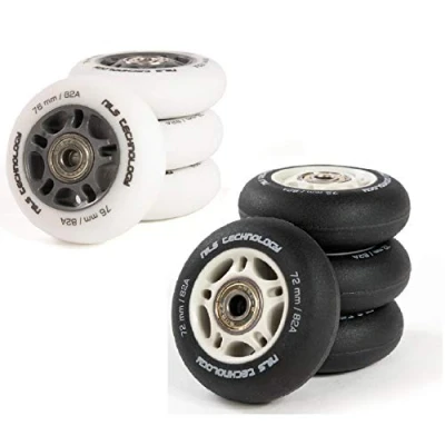 Imagen de NILS Juego de 4 ruedas para patines en línea con rodamiento bolas, poliuretano, rodamientos ABEC 9, 64 80 mm (blanco, 72 mm)