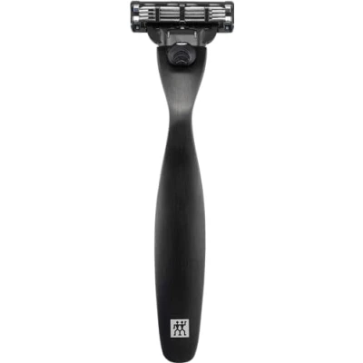 Imagen de ZWILLING Maquinilla de afeitar (afeitado óptimo, diseño galardonado, sistema cuchillas Gillette Mach3, hipoalergénica, con cuchilla y capuchón protector), premium, negra