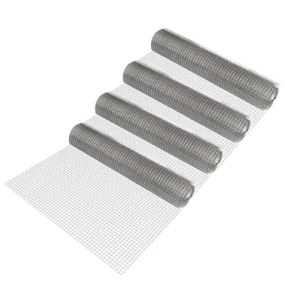 Imagen de pro.tec] 4 Rollos de Malla Alambre Cuadrados 1m x 25m Galvanizado Valla Tela metálica Gris