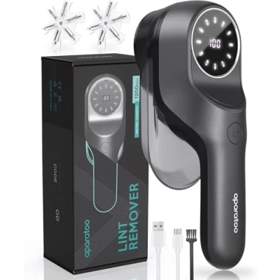 Imagen de Quitapelusas Electrico, Quita Pelusas Ropa USB Recargable con Pantalla Digital LED, 2 Velocidades Removedor de Borbotos Antipelusas para Ropa, Alfombra, Suéter, Sofá