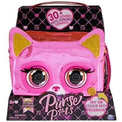 Imagen de Purse Pets Metallic Magic Bolsa interactiva con 30 sonidos y reacciones, música juegos, a partir de 5 años, Colores/Modelos Surtidos