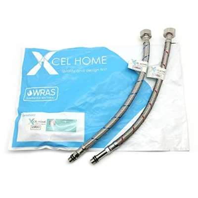 Imagen de Xcel Home Conector Latiguillo Griferia Flexible Cola De Grifo Manguera Monobloque Trenzada Acero Inoxidable 10 Mm (M10) X 1/2&quot; Bsp 300 Longitud, 9 Diámetro 1 Par