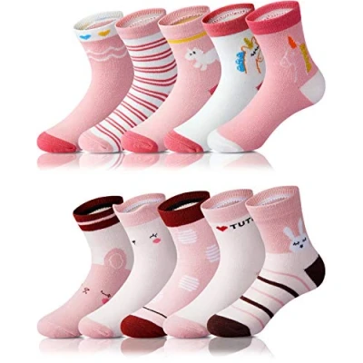 Imagen de Adorel Calcetines Cortos Algodón Divertidos Niña Pack de 10 Caballo &amp; Conejo 28 31 EU (Tamaño del Fabricante L)