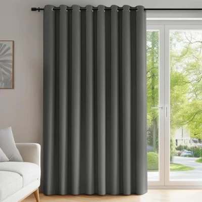 Imagen de Deconovo Cortinas Dormitorio Salon Opacas Moderna con Ojales, Termicas Aislantes Frio y Calor 254x242 cm(Ancho x Alto) Gris Claro, 1 Pieza
