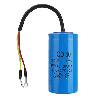 Imagen de CD60 Condensador de marcha 250V CA 150uF 50/60Hz redondo ejecución con cable para compresor aire motor, aires acondicionados, compresores y motores