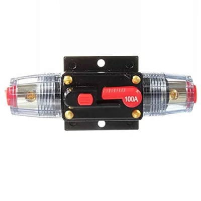 Imagen de Interruptor de fusible Automático,DC 12 48V Disyuntor en línea Audio Del Coche,Impermeabile Interruttore di Circuito Automatico Fusibile Ripristino para Coche,Barco10x4.2x4.3cm (100A)