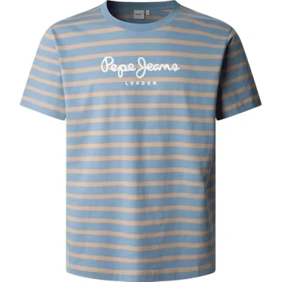 Imagen de Pepe Jeans Striped EGGO Camiseta estampada, Hombre, Talla: Large, Steel blue