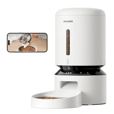 Imagen de PETLIBRO Distribuidor automático de alimentos para gatos con cámara 1080P Comedero perros APP y WiFi 5G 2.4G, sensor comida baja bloqueo