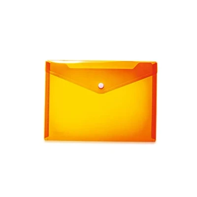 Imagen de HERMA 20057 Bolsas para documentos (DIN A5, 25 x 18 cm, polipropileno), transparente con botón de presión, escuela, universidad, oficina, sobres polipropileno, color naranja