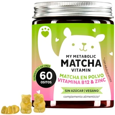 Imagen de Gominolas para el Metabolismo Contiene Te Matcha, Zinc, Vitamina B12 Contribuye a un Detox de forma natural Vegano Sin Azucar Añadido 60 unidades Bears with Benefits
