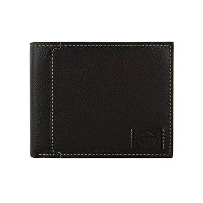 Imagen de Sergio Tacchini Cartera para Hombre de Piel auténtica Negra con Tarjetero y Caja Regalo, Moro Head 039, Clásico, Clásico