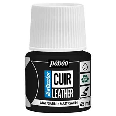 Imagen de Pebeo Setacolor cuero Pintura acrílica para y polipiel Personalización de bolsos, zapatos, zapatillas Resistente a arañazos, dobleces roces Acabado mate/satinado Negro Extremo 45 ml