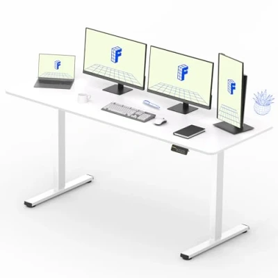 Imagen de FLEXISPOT 180X80cm Escritorio Elevable Eléctrico con Tablero, Gancho y Portavasos, Standing Desk, Mesa de Memoria Inteligente para Oficina Hogar(Blanco)