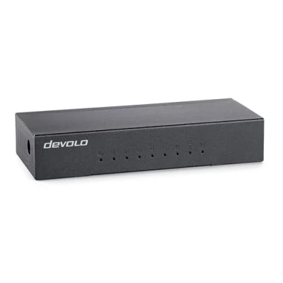 Imagen de Devolo Gigabit Ethernet Switch 8 Puerto, unmanaged Ethernet, conmutador de Red, 1.000 Mbps, sin Ventilador, Negro