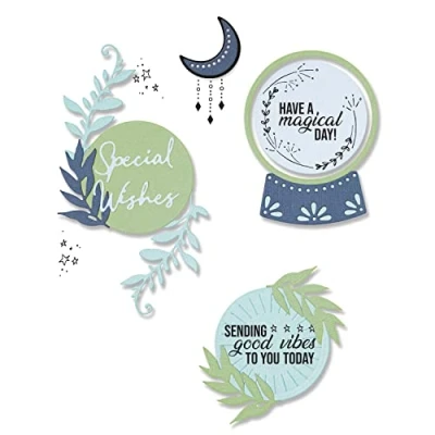 Imagen de Sizzix Juego de Troqueles Framelits, Paquete 10 con 7 Sellos, Deseos Especiales Olivia Rose 665940 Capítulo 3 2022, Papel Metal, Multicolor, One Size