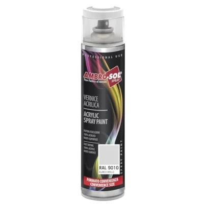 Imagen de Ambro Sol RAL 9010, Pintura acrílica en spray, Blanco Mate 1, 600 ml